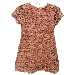 Zara Pink Short Sleeve Lace Dress Size 9 - 10